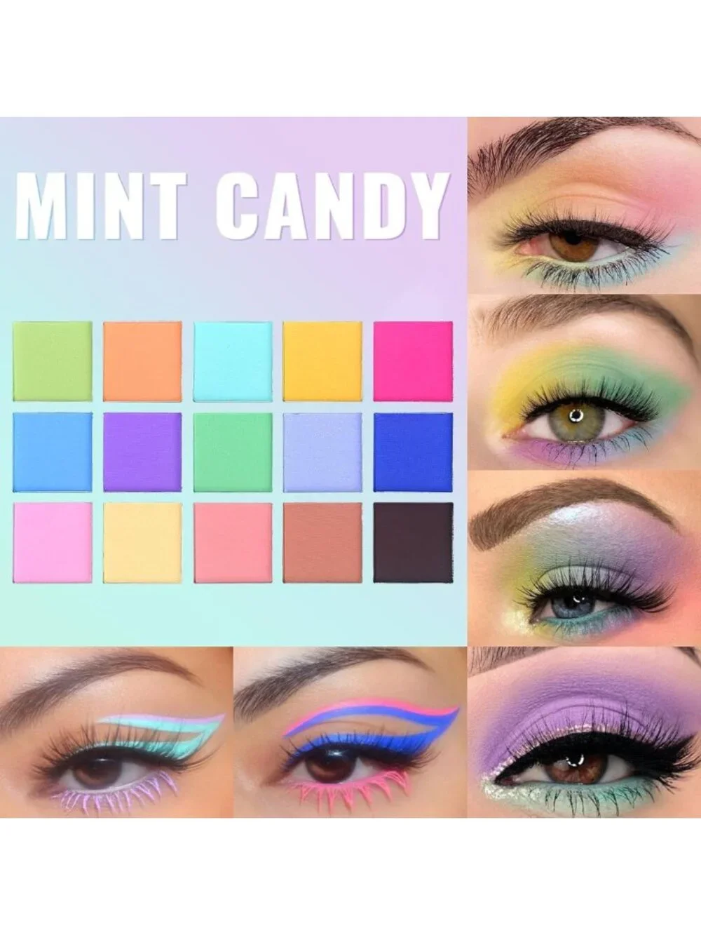 Vibrant 15-Color Eyeshadow Palette Set - Matte & Shimmer Neon Pastel Makeup Kit